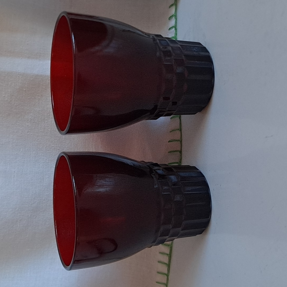 Vintage Ruby Red Tumbler Pair